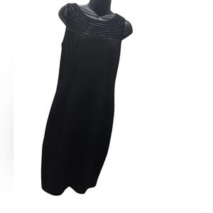 NWT Rafaella Little Black Dress MIDI Length. Sz 8. Sleeveless. Sheer neck detail
